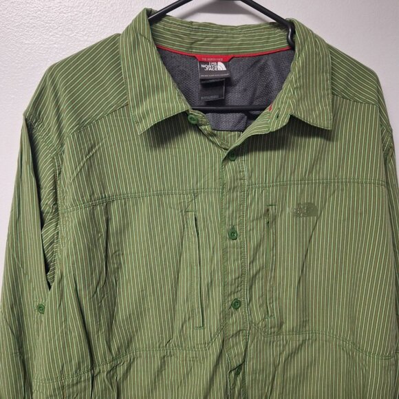 The North Face Button Down Shirt Green Stripes Long Sleeve Mens XL Breathable - Picture 2 of 9